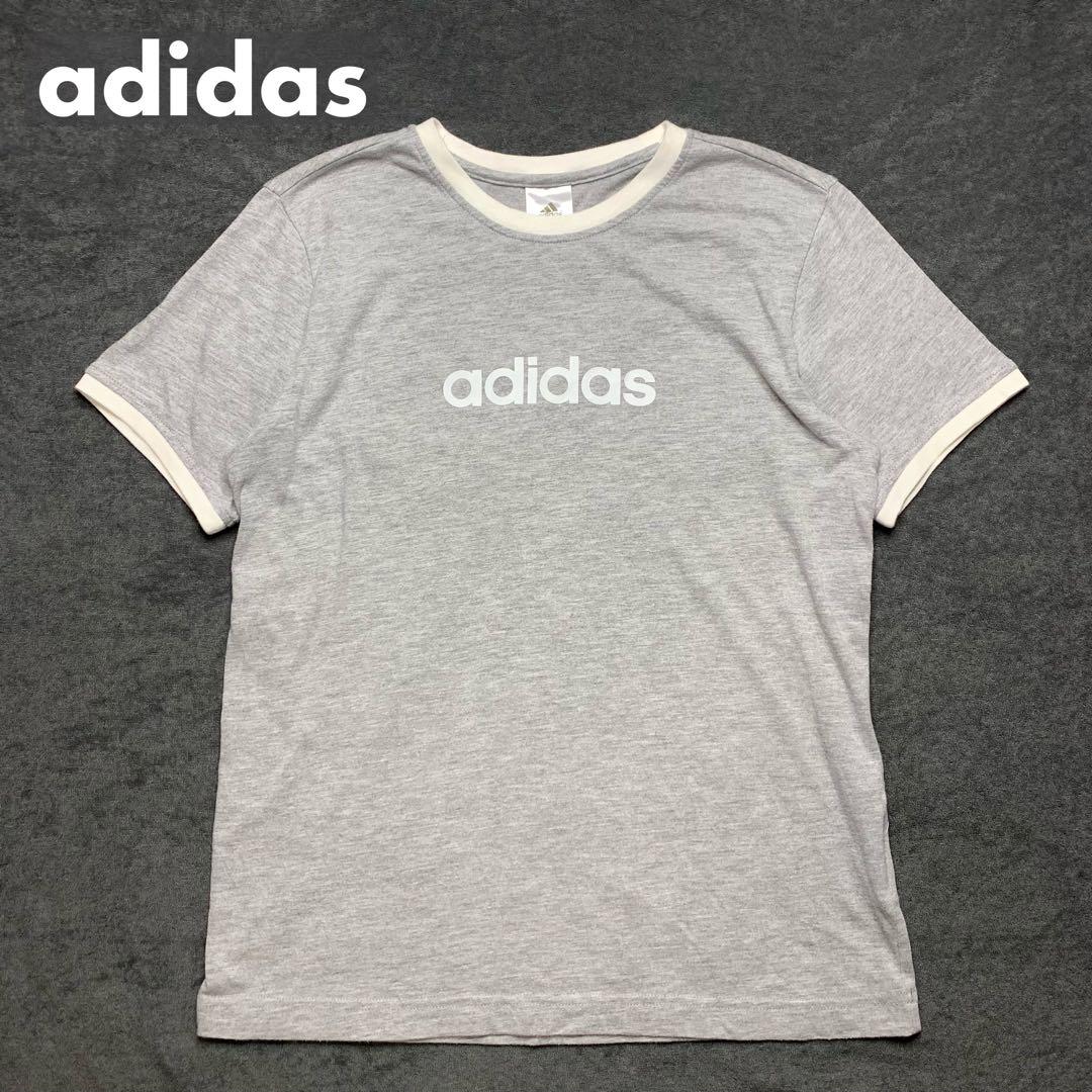 00s adidas リンガーTシャツ ロゴプリント Y2K グランジ 平成