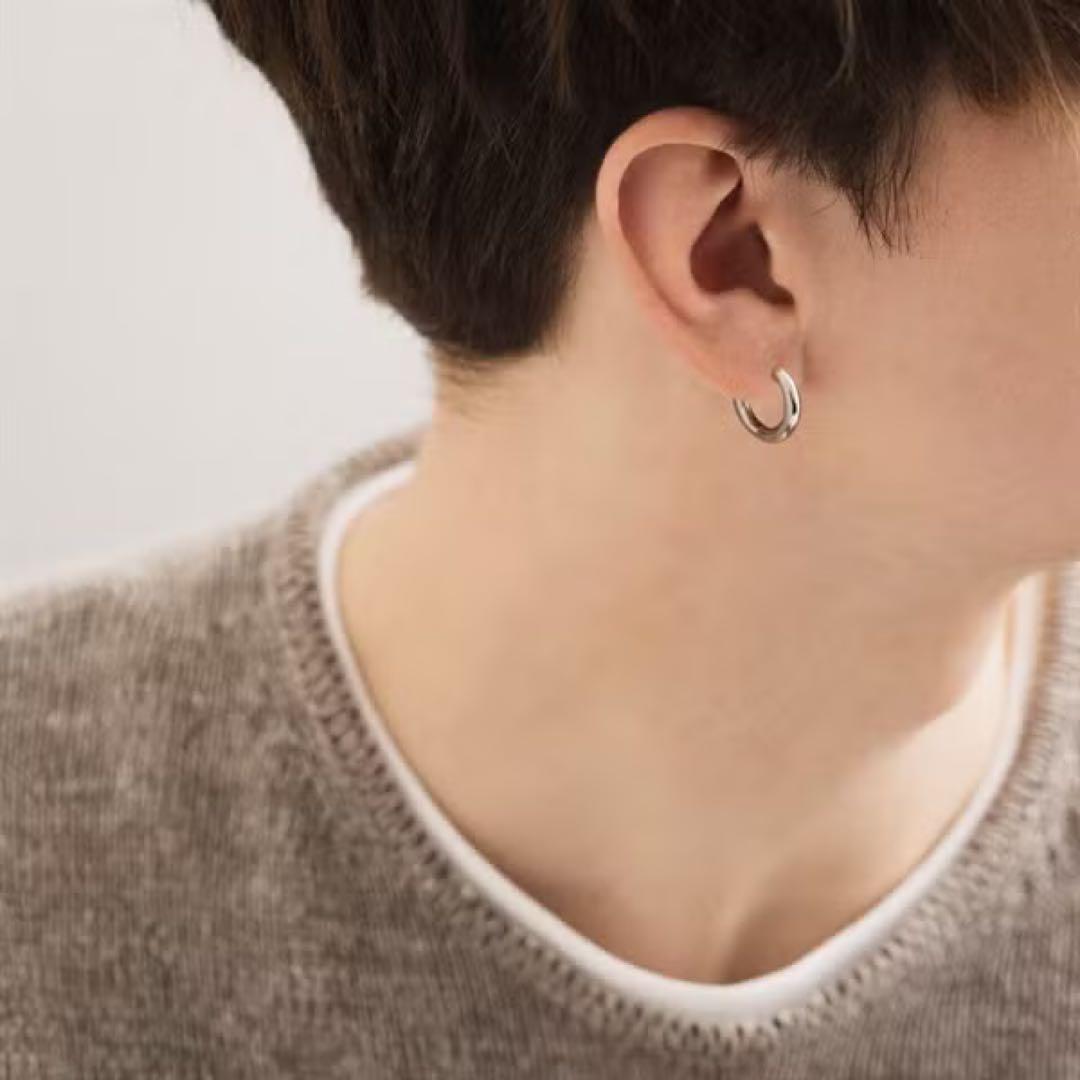4℃ HOMME+ シルバーフープピアス