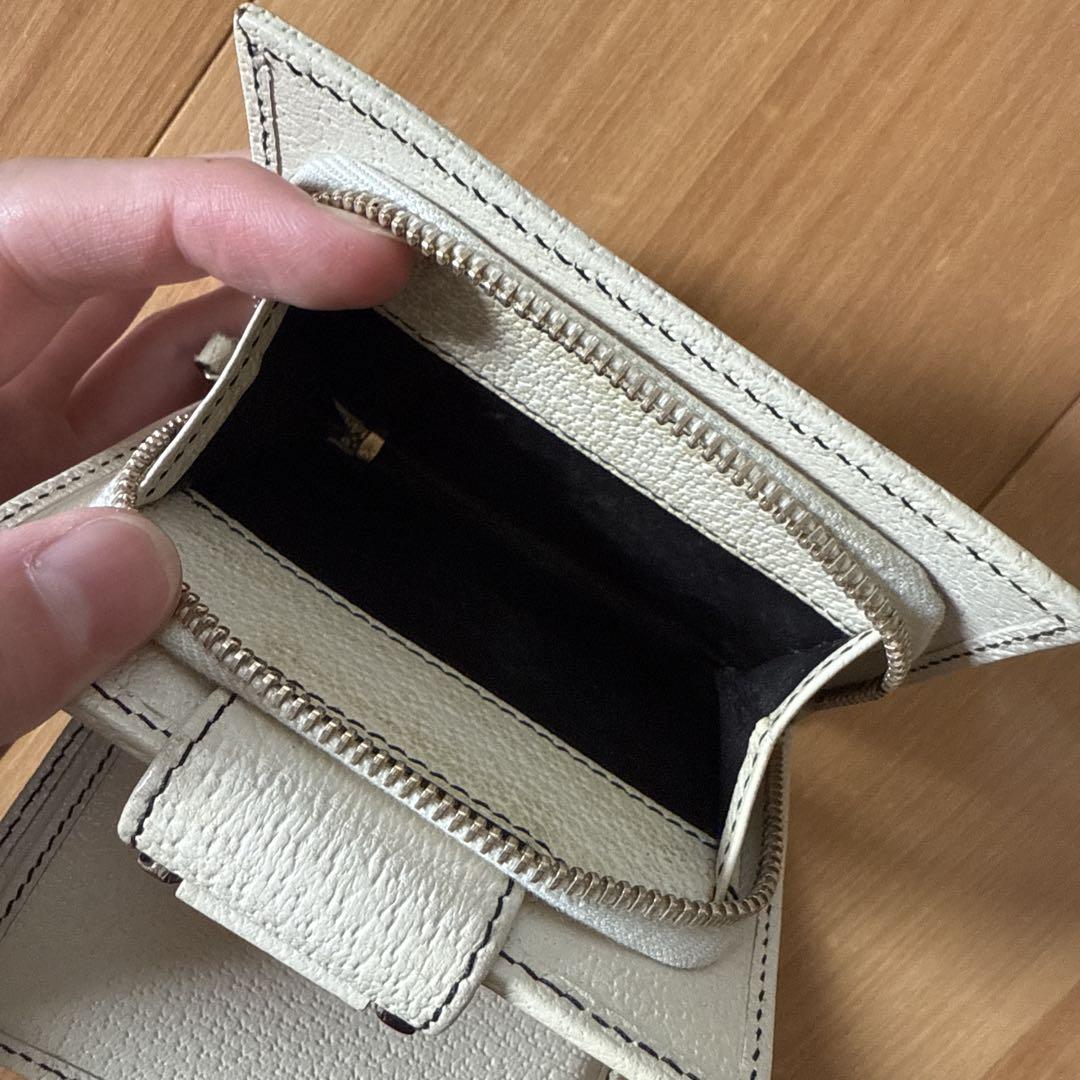 GUCCI グッチ　折り財布　インターロッキング　ジップ　キャンバス　レザー