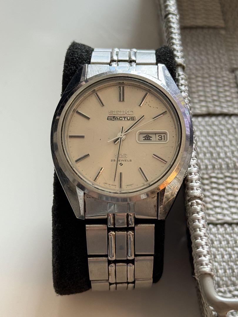 ①SEIKO 5 ACTUS SS 25jewels 自動巻　メンズ　腕時計