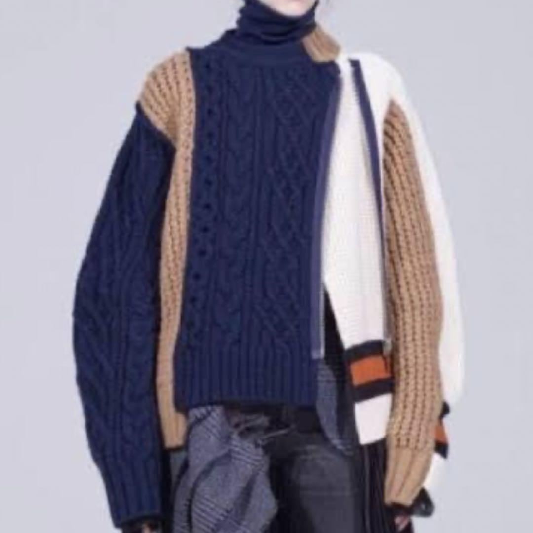 人気】sacai ライダース ニット ブルゾン 変形 ウール 18AW