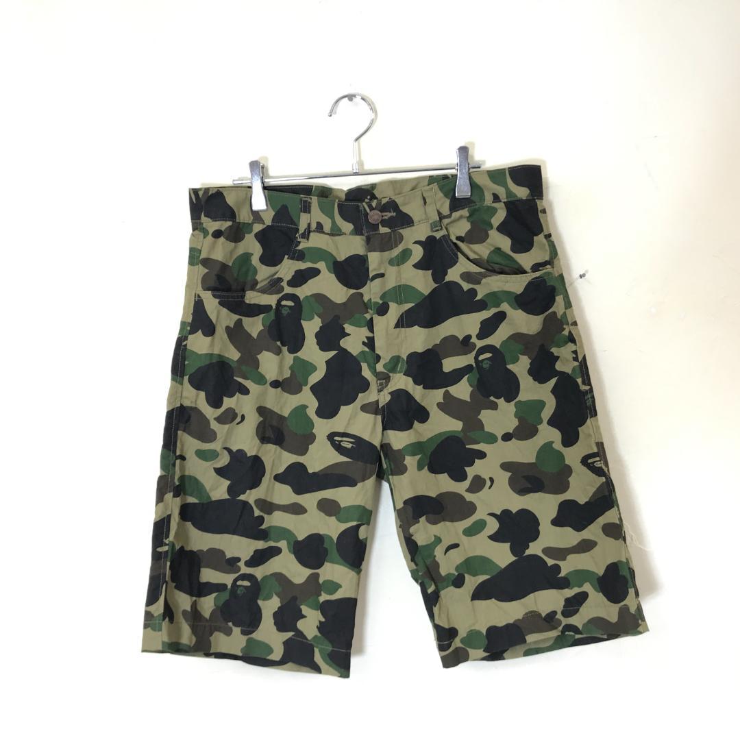 old A BATHING APE ロゴカモフラ ハーフパンツ エイプ