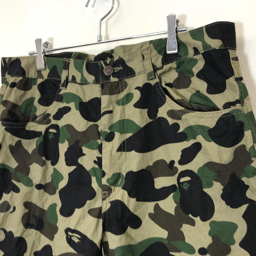 old A BATHING APE ロゴカモフラ ハーフパンツ エイプ