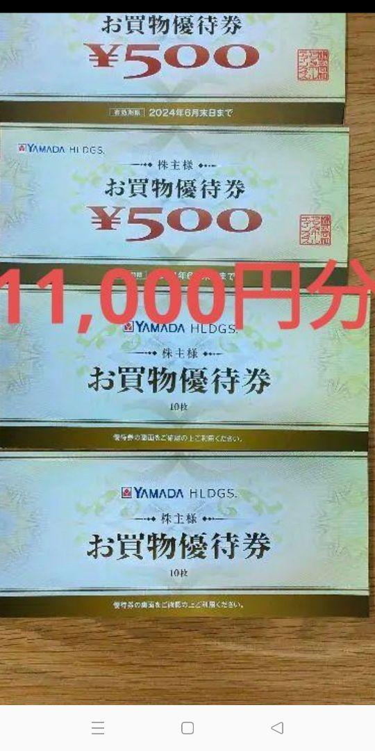 ヤマダ電機 株主優待券 
   500円×22枚=11,000円分