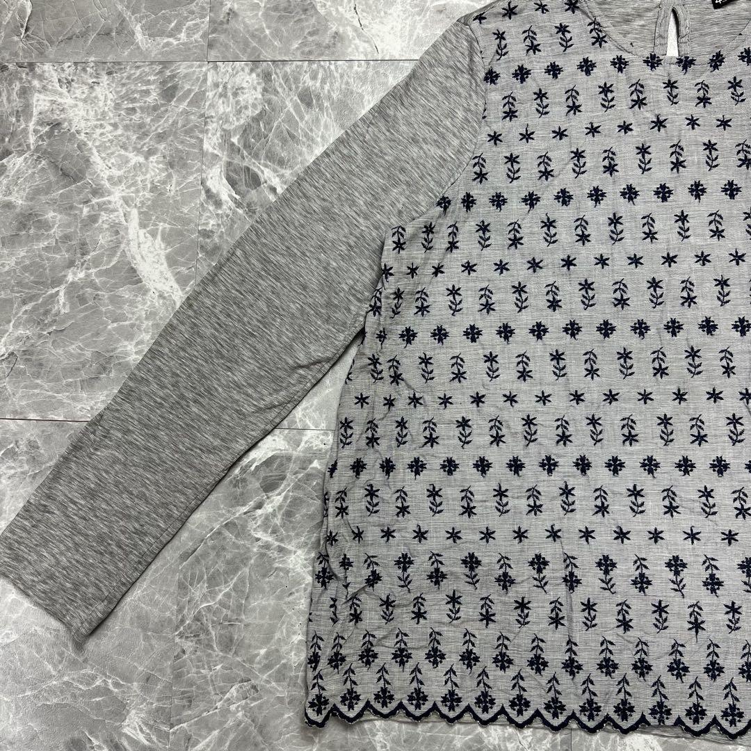 現行品♡45Rハケ目✕天竺刺繍Tシャツ　トップス　長袖 フリーサイズ