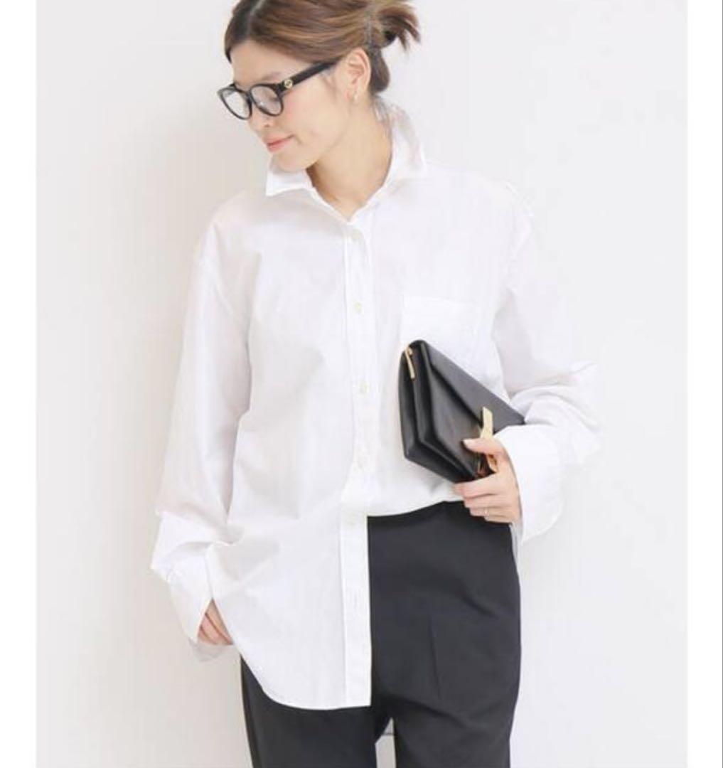 高品質の人気 BIG LIKE. I 美品✨EVERYDAY WASHシャツ トップス 白 襟ワイヤー トップス