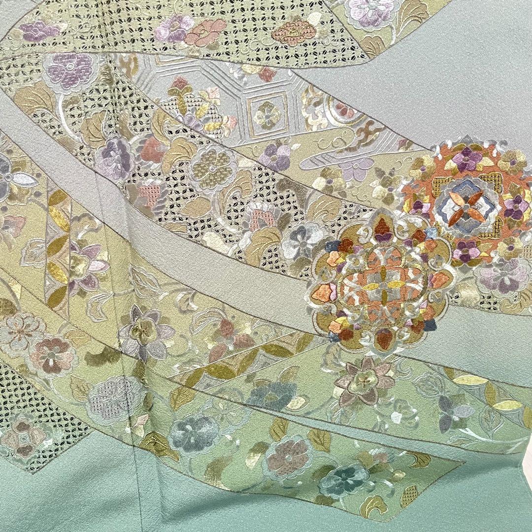 ①⑦③訪問着　正絹　総刺繍　汕頭蘇州刺繍　華文　着物　未使用美品　フォロ割対象外