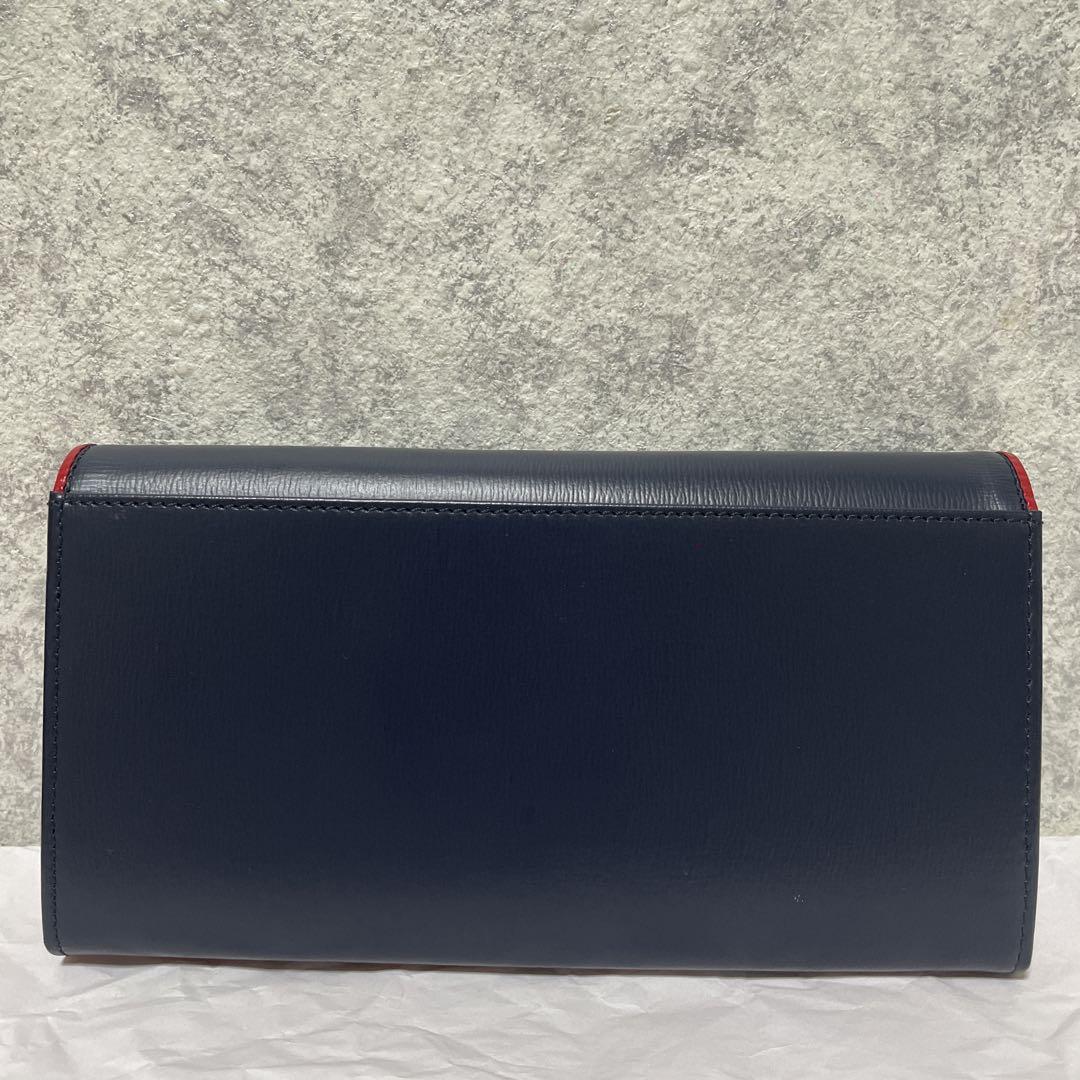 【新品未使用】アニエスベーボヤージュ　型押しレザー　バイカラー　かぶせ長財布