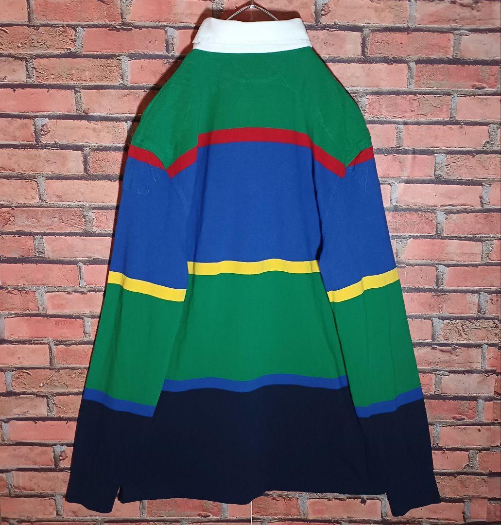 ポロラルフローレン 長袖ポロシャツ ビッグポニー刺繍 マルチカラー ハーフジップ