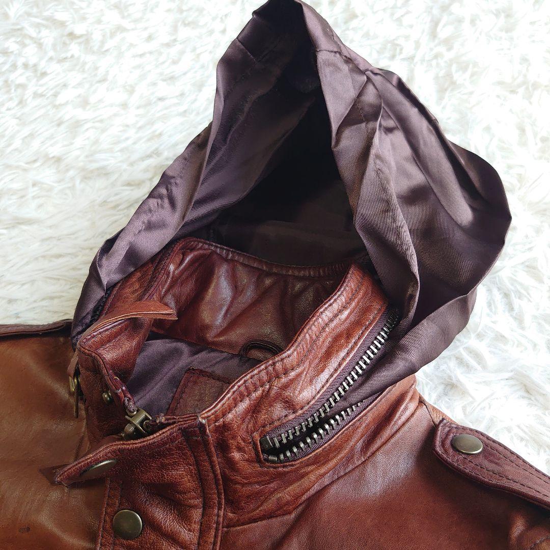 M&S エムアンドエス 本革 ラムレザー ライダースジャケット　L