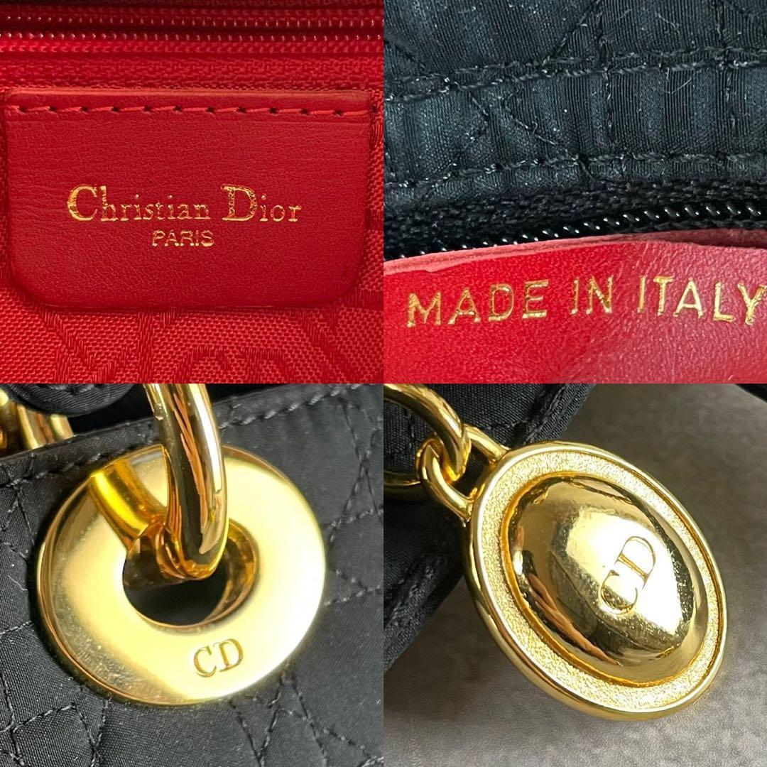 美品　Dior レディ　ディオール　ラージサイズ　カナージュ　ハンドバッグ　黒