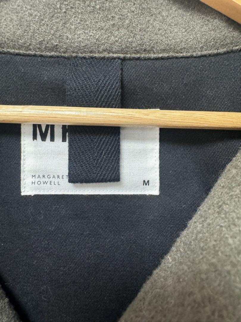 MHLダークグレー ウール混合ピーコート Mサイズ
