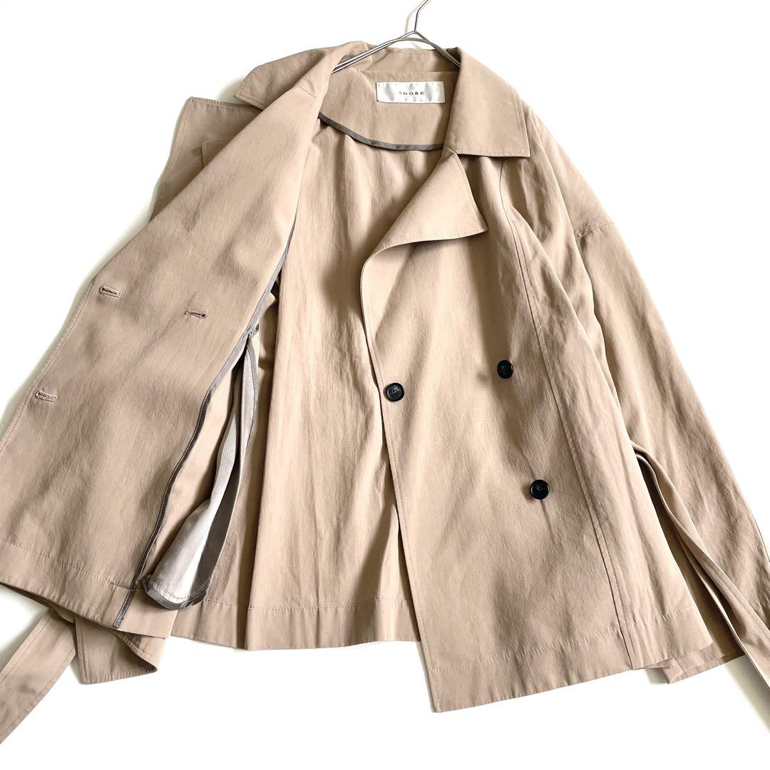 4668【美品】アドーア ショート丈トレンチコート ベルト付き