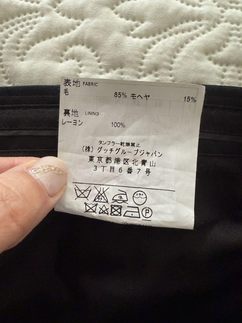 50サイズ★GUCCI セットアップ　スーツ　高級モヘア　ストライプ　黒（1）
