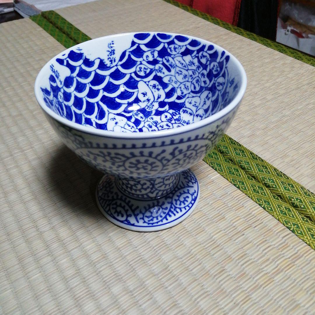 伊万里　染付蛸唐草日本国地図盃洗　14.5cm　幕末〜明治期