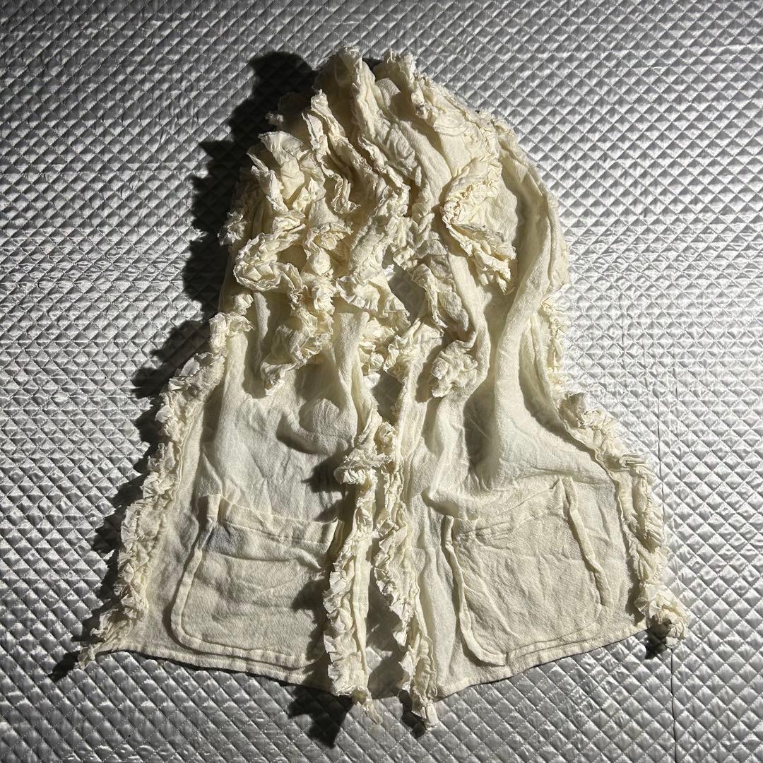 トリコ archive ウール縮絨フリルマフラー ポケット 白COMME des GARCONS