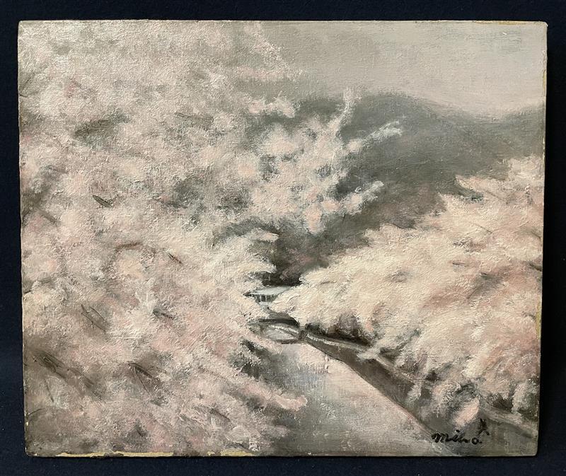 「真作」田中美穂「生田川」風景画　油彩画　額装　サイン有り　F8号