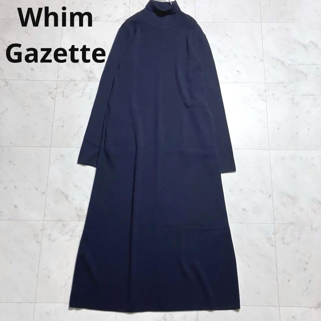 Whim Gazette タートルネック ニット マキシワンピース ネイビー