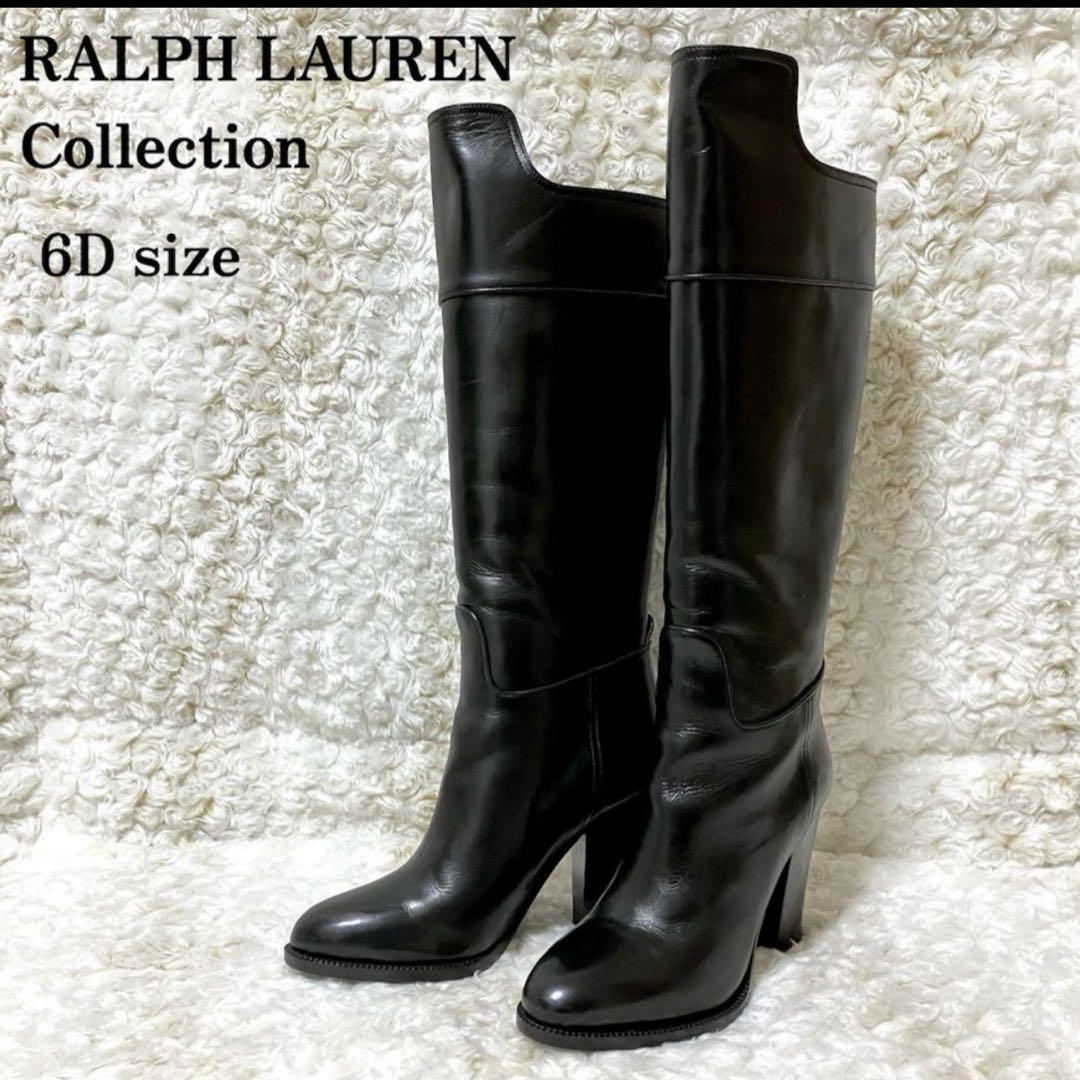【RALPH LAUREN】 黒 レザー ロングブーツ 高ヒール