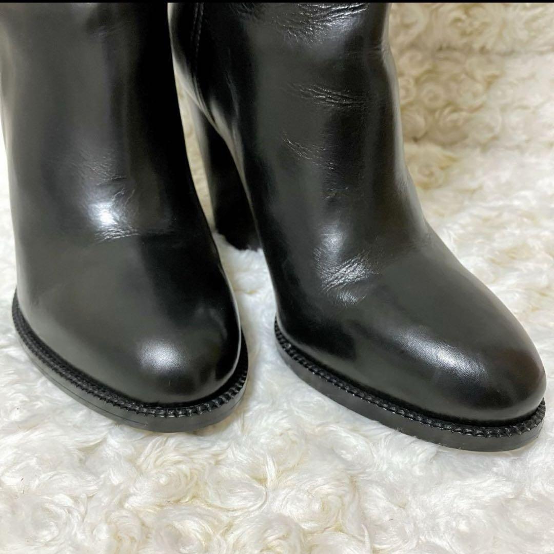 【RALPH LAUREN】 黒 レザー ロングブーツ 高ヒール