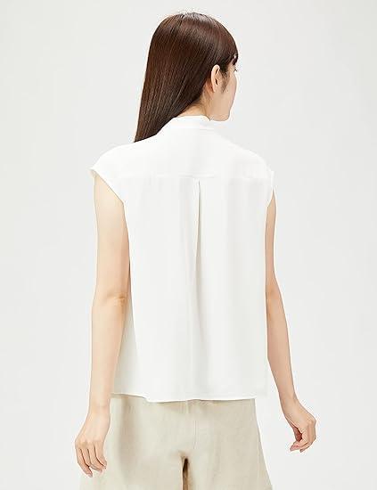 【NATURAL BEAUTY BASIC】『S』ボウタイブラウス　白　ノースリ_画像1