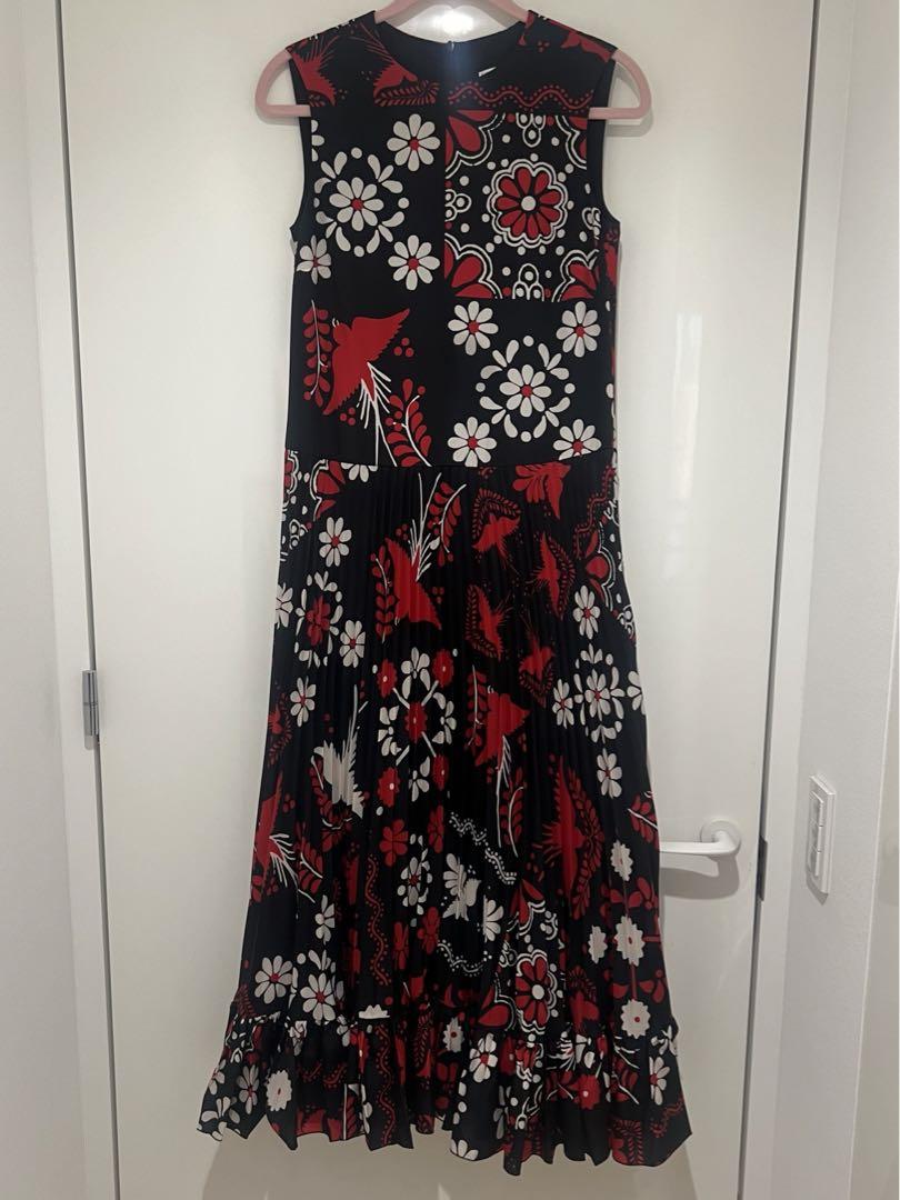 RED VALENTINO♡ワンピース プリーツ デコレーションテラス 柄