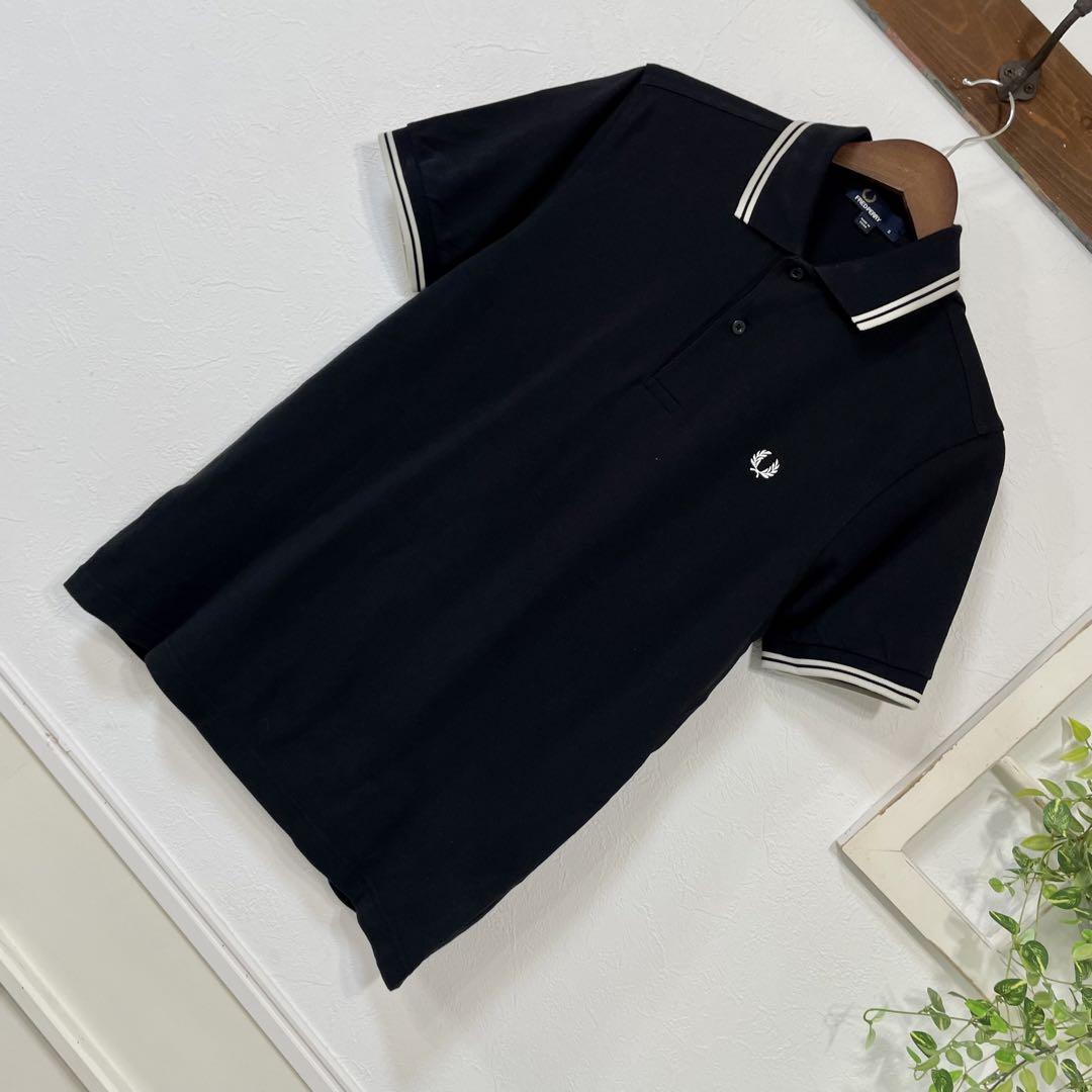 76美品　FRED PERRY ブラック　ポロシャツ