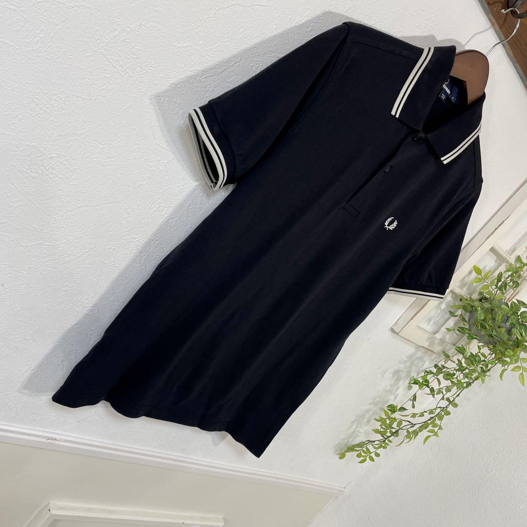 76美品　FRED PERRY ブラック　ポロシャツ