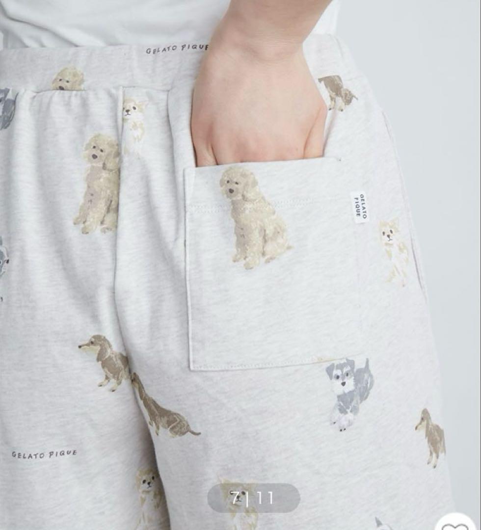 ジェラートピケ　シンプルロゴＴシャツ＆DOGモチーフショートパンツ　上下セット
