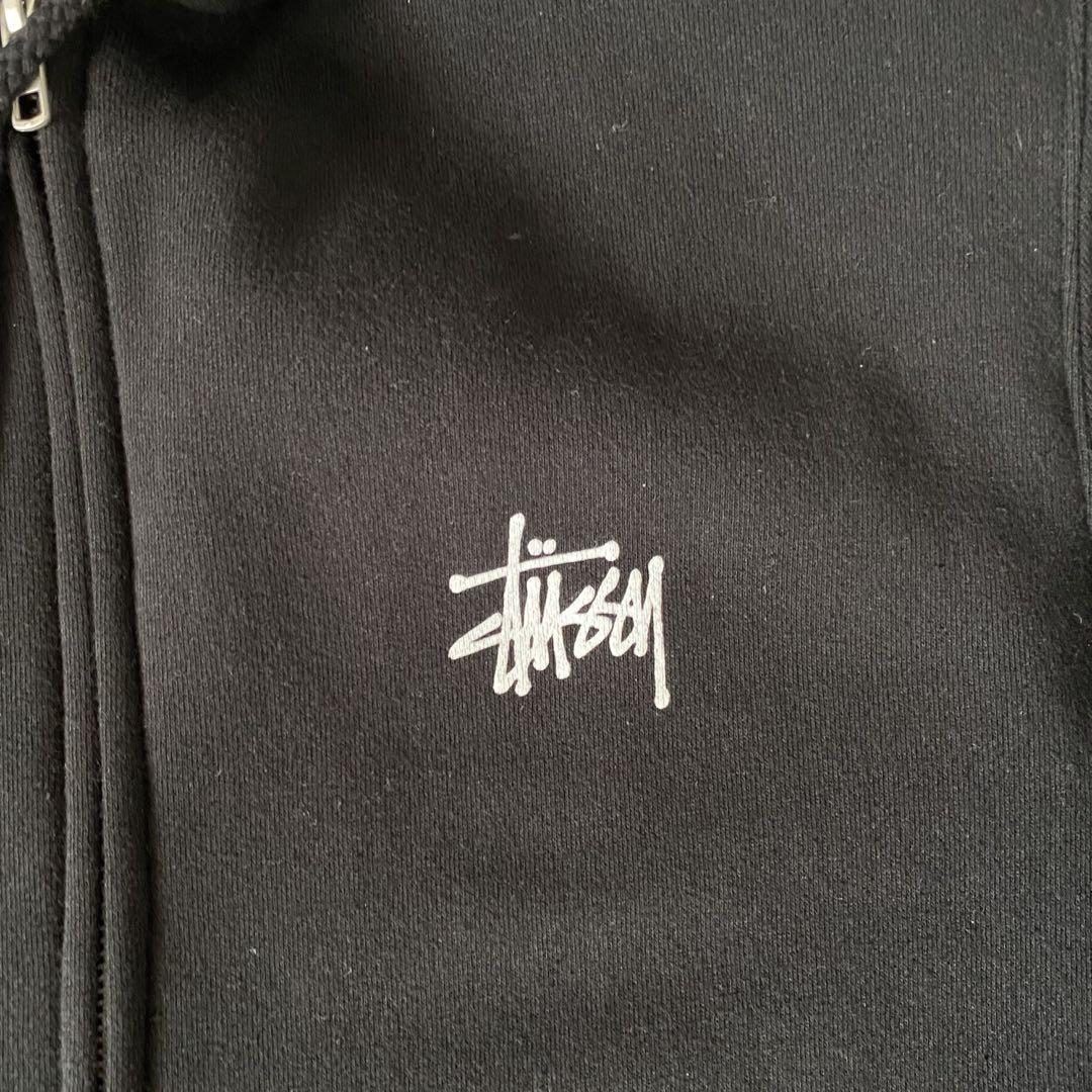 STUSSY 黒 ジップアップパーカー L