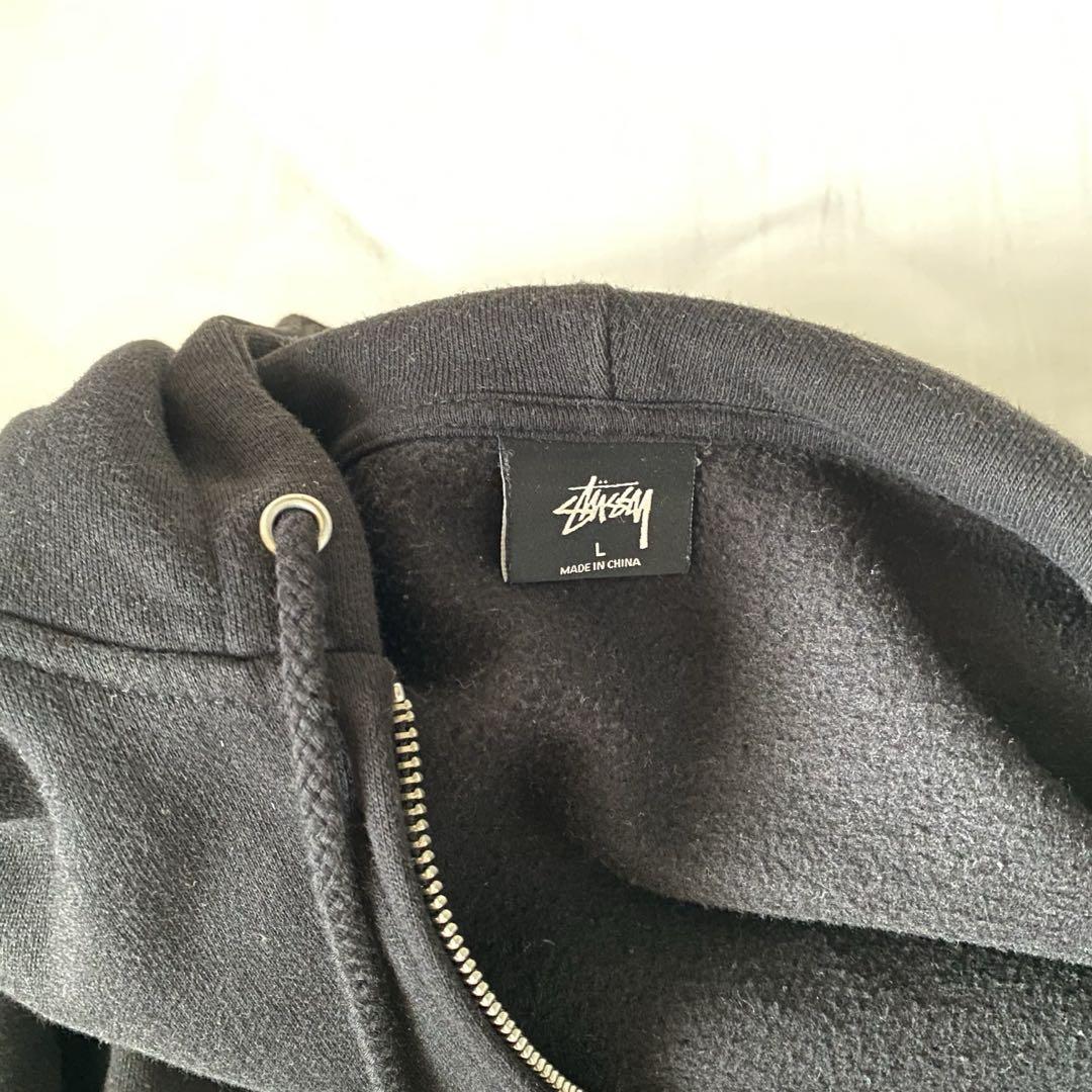STUSSY 黒 ジップアップパーカー L