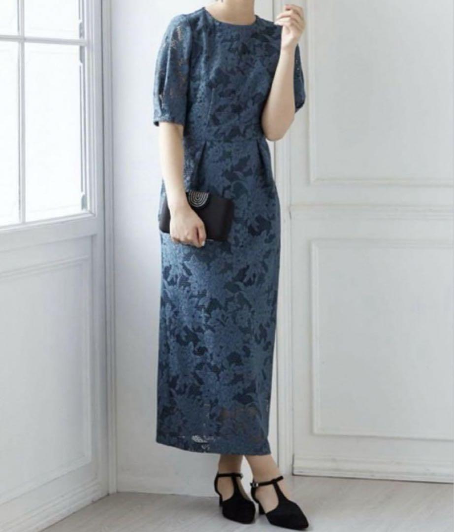 AIMER ジャカードレース袖付きタイトラインドレス　Mサイズ