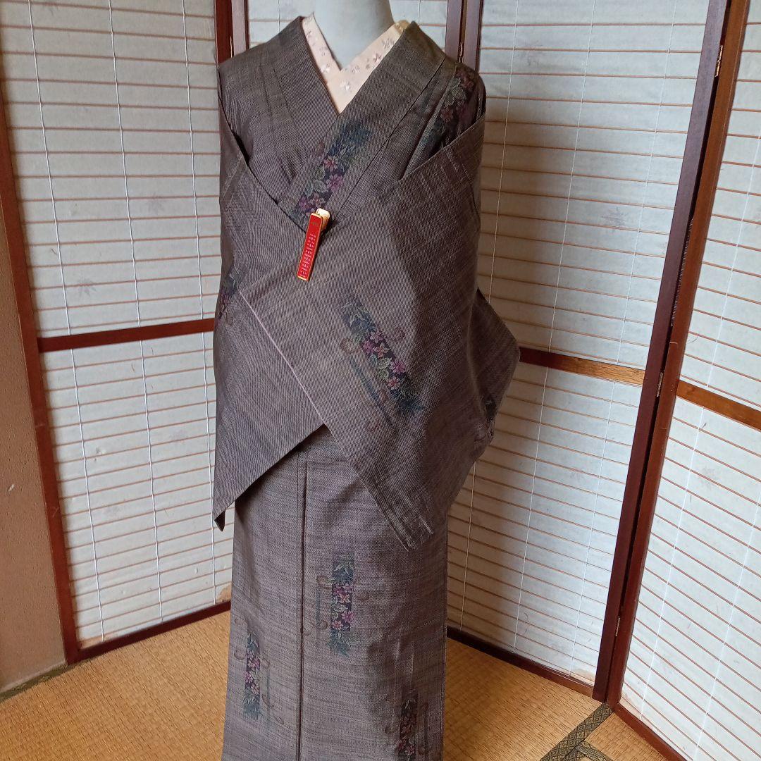 3116美品 大島紬 センス良い焦げ茶 泥染