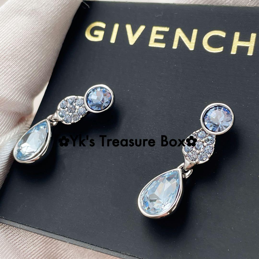 Z191/GIVENCHY/希少シルバーxブルー/パヴェ 雫しずく リニア
