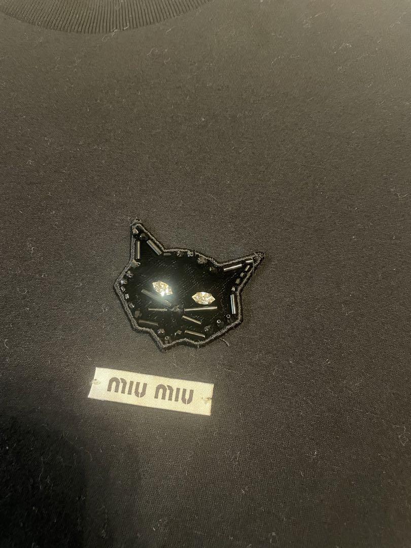 miu miu 黒猫プリント Tシャツ