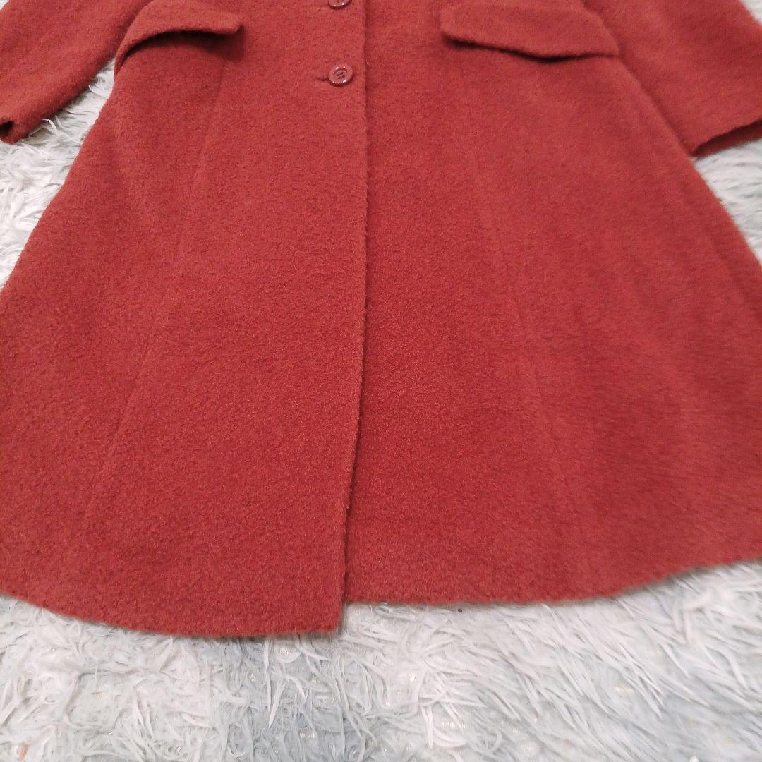 【高級アルパカ66%】Harrods ロングコート Aライン 赤系 サイズ2 【高級アルパカ66%】Harrods ロングコート Aライン 赤系 サイズ2