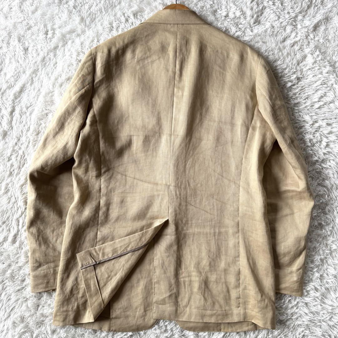 極美品　麻100％　テーラードジャケット　ベージュ　LL リネン　アンコン　春夏