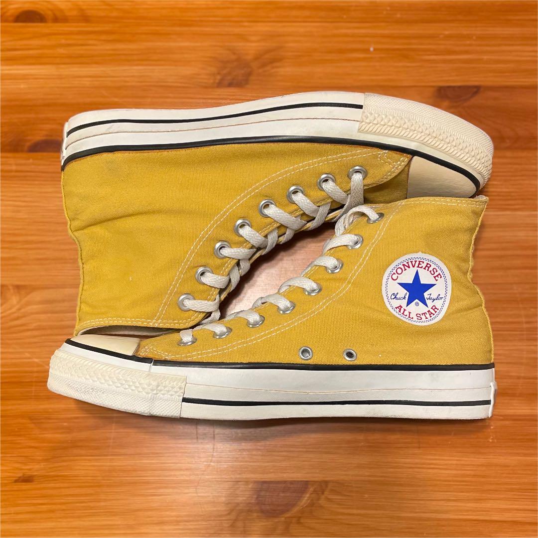 90s USA CONVERSE 26cm ハイカット イエロー マスタード