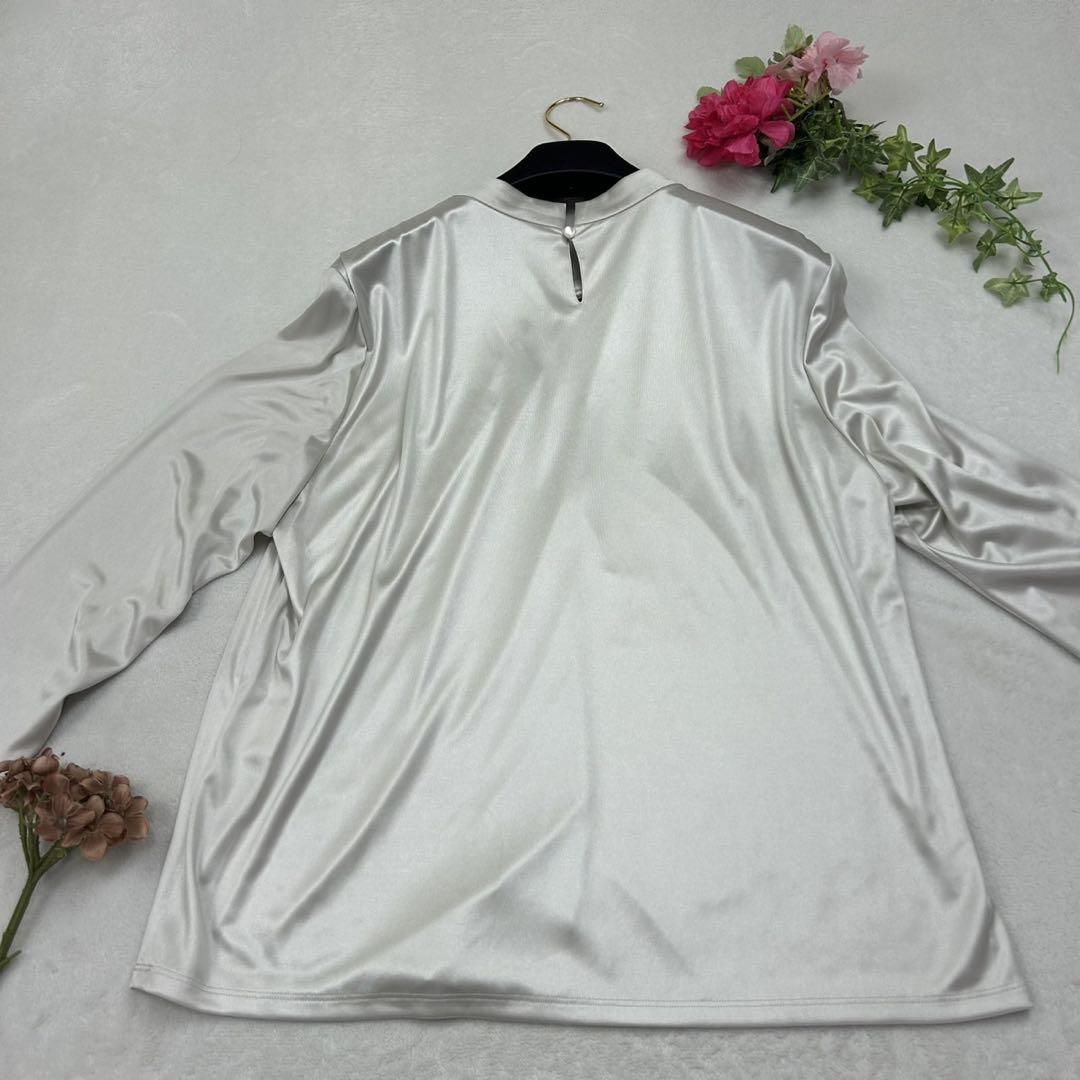 R142 美品 XL 13+ レリアンプラスハウス グレー ブラウス レディース