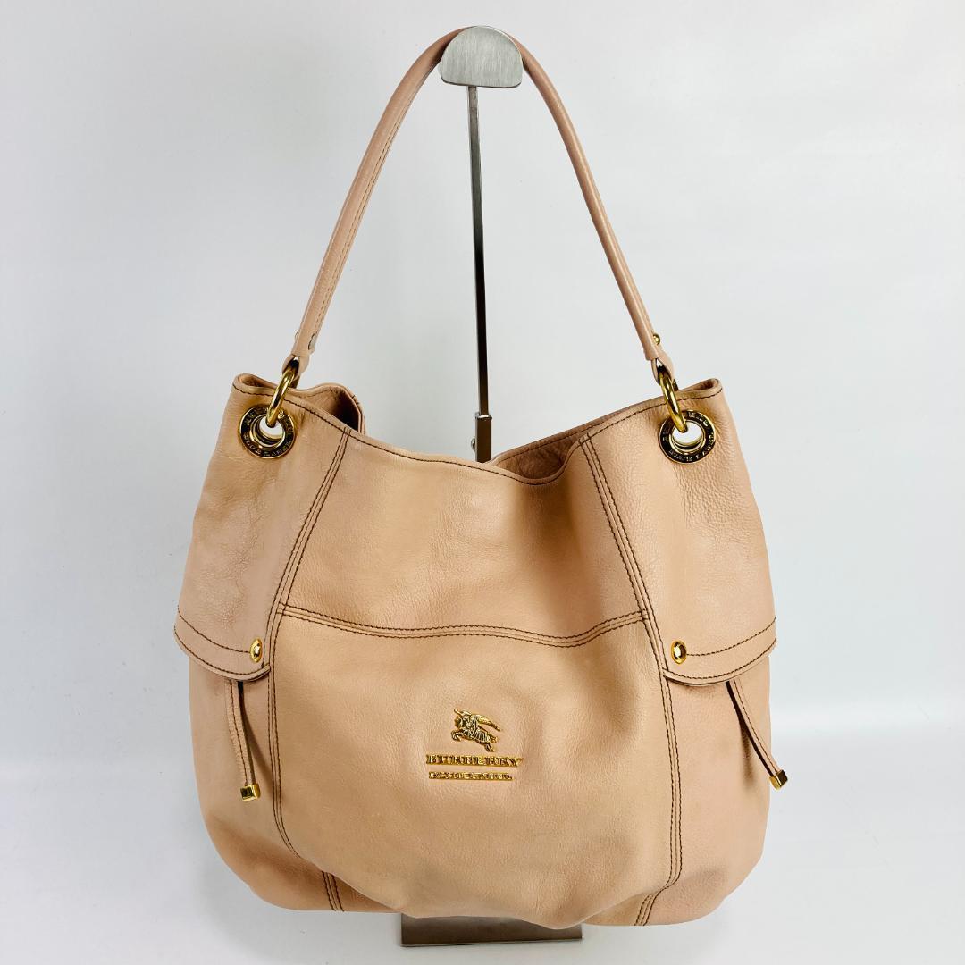 Burberry バーバリーブルーレーベル レザー シボ ピンク ワンショルダー