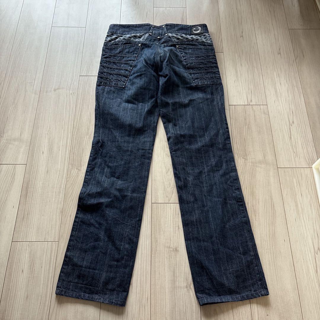 【定価5万円】京都デニムパンツ　鎧ジーンズ リジッド 濃紺 和柄 大鎧　32
