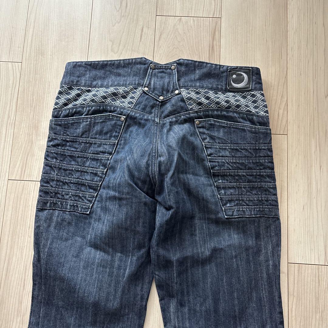 【定価5万円】京都デニムパンツ　鎧ジーンズ リジッド 濃紺 和柄 大鎧　32