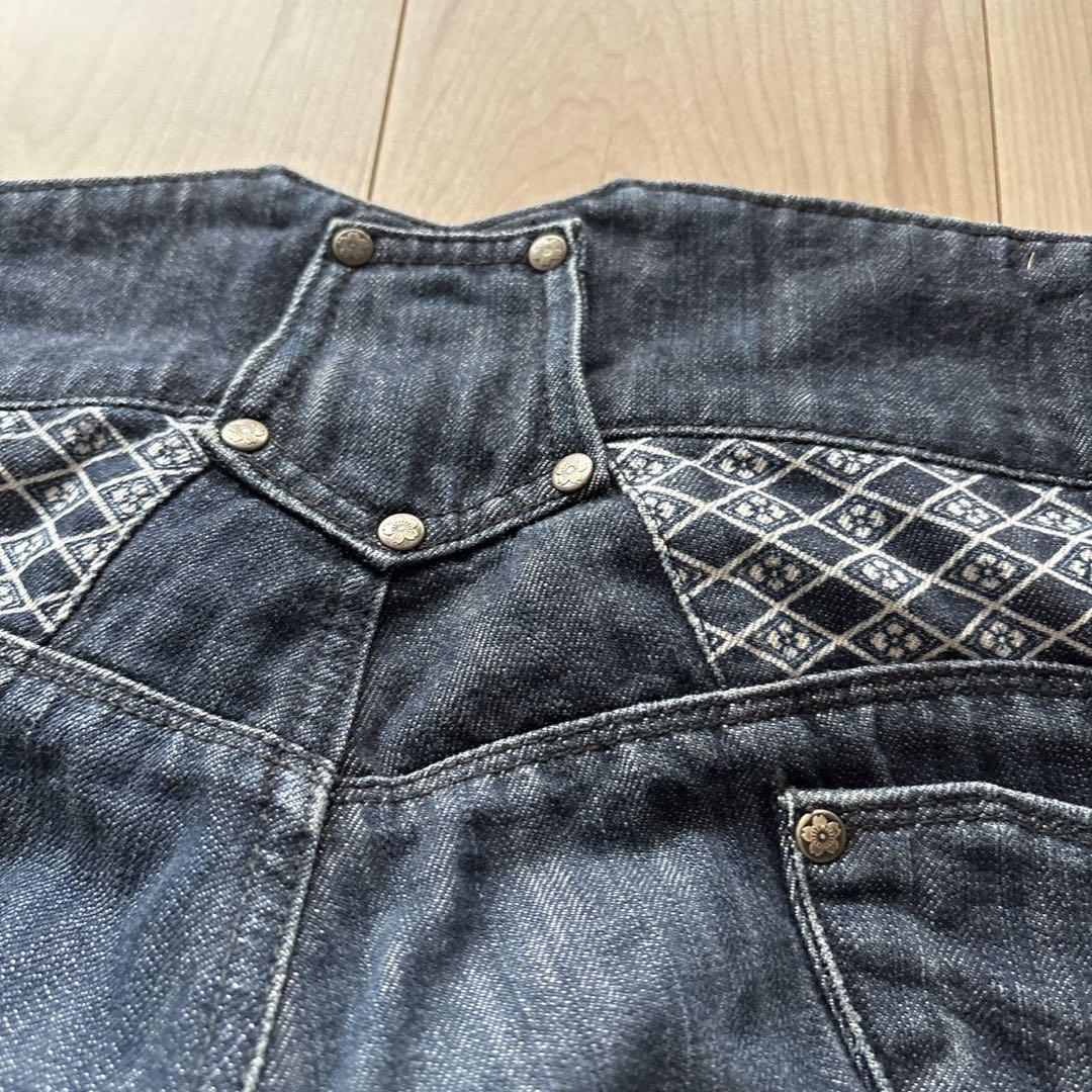 【定価5万円】京都デニムパンツ　鎧ジーンズ リジッド 濃紺 和柄 大鎧　32