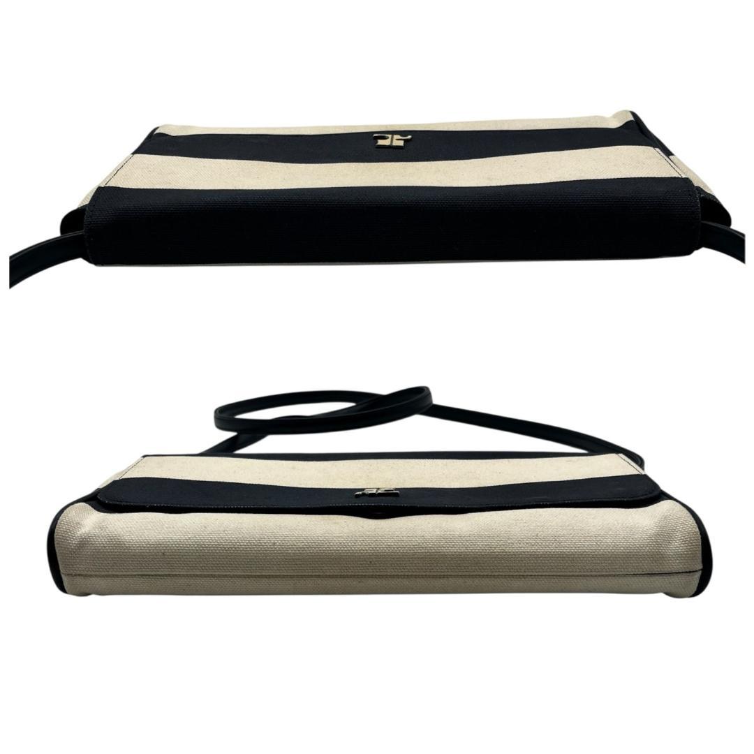 courreges ショルダーバッグ 2way ボーダー キャンバス 1225