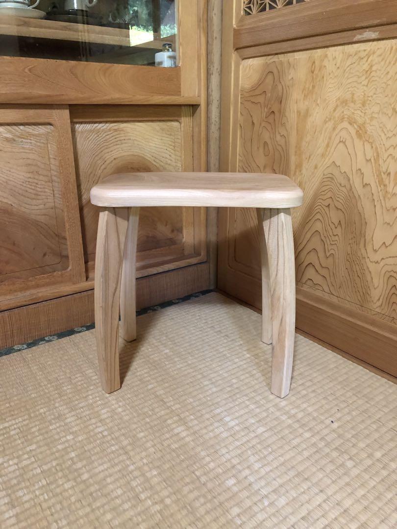 1236 建具屋58年のおじいさんの手作り木製サイドテーブル、イス、スツール