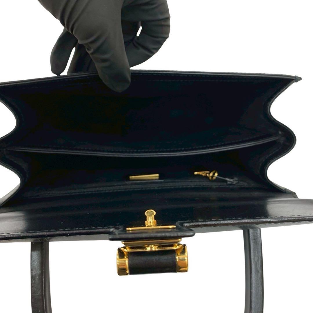 極 美品 箱 袋付 オールドグッチ ターンロック 金具 レザー ハンドバッグ