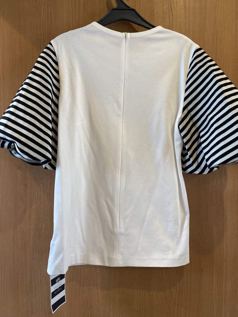 ボーダーズアットバルコニー PUFF SLEEVE TEE ホワイト 36