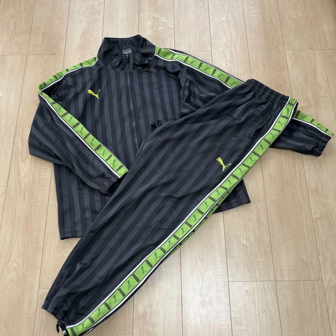 【WEB限定】 PUMA ストライプジャージ グレー/ライム トップス
