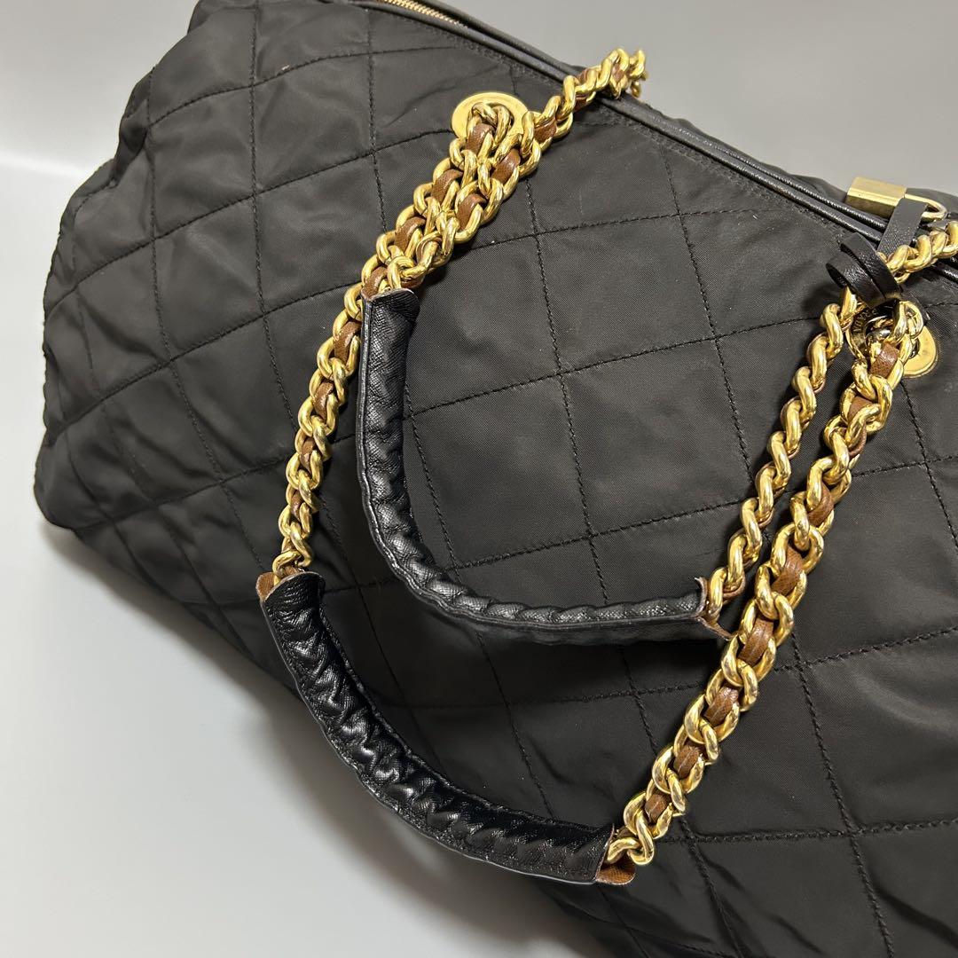 PRADA プラダ チェーン キルティング ボストンバッグ トラベルバッグ 黒色