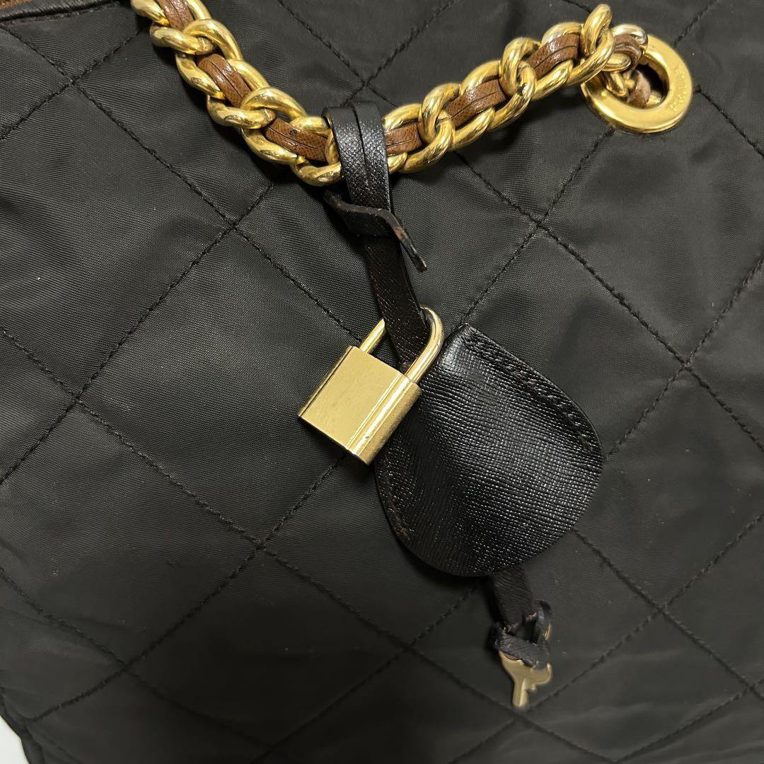 PRADA プラダ チェーン キルティング ボストンバッグ トラベルバッグ 黒色